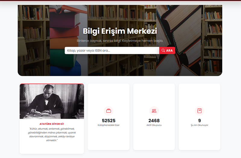 Yeni Kütüphane Yazılımımız Canlıya Alınmıştır.